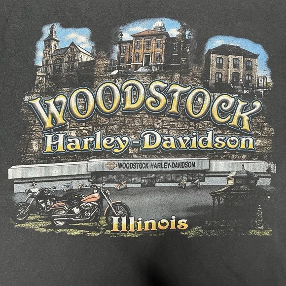 Harley-Davidson Other - Vtg Harley Davidson Mens Woodstock Illinois Moto Biker T Shirt Blk Large‎